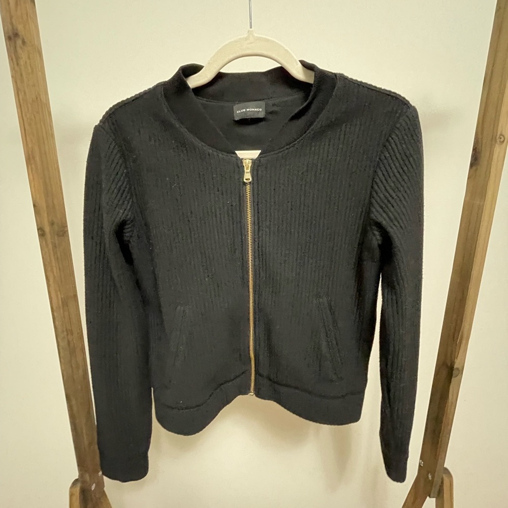 Black club Monaco knit bomber